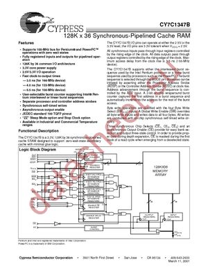 CY7C1347B-100AC datasheet  